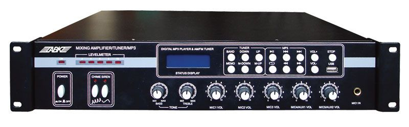 ABK PA-2306 Компактный радиоузел, 70/100В, 60Вт канал, вход:5 мик, 1 AUX, цифр AM/FM тюнер, MP3, USB #1