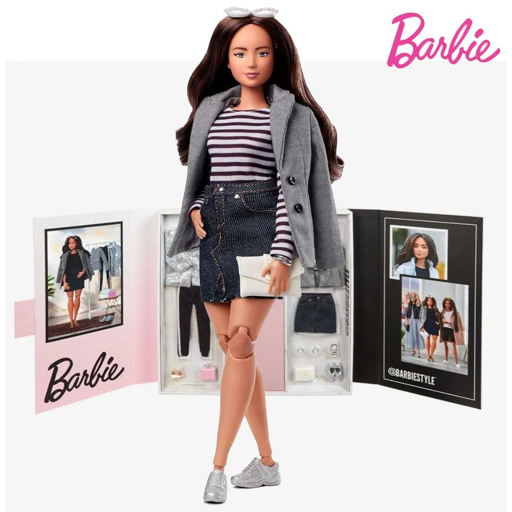 Набор для кукол Barbie Signature BarbieStyle Студия моды, GTJ84 11,5-дюймовая брюнетка, фигуристая  #1