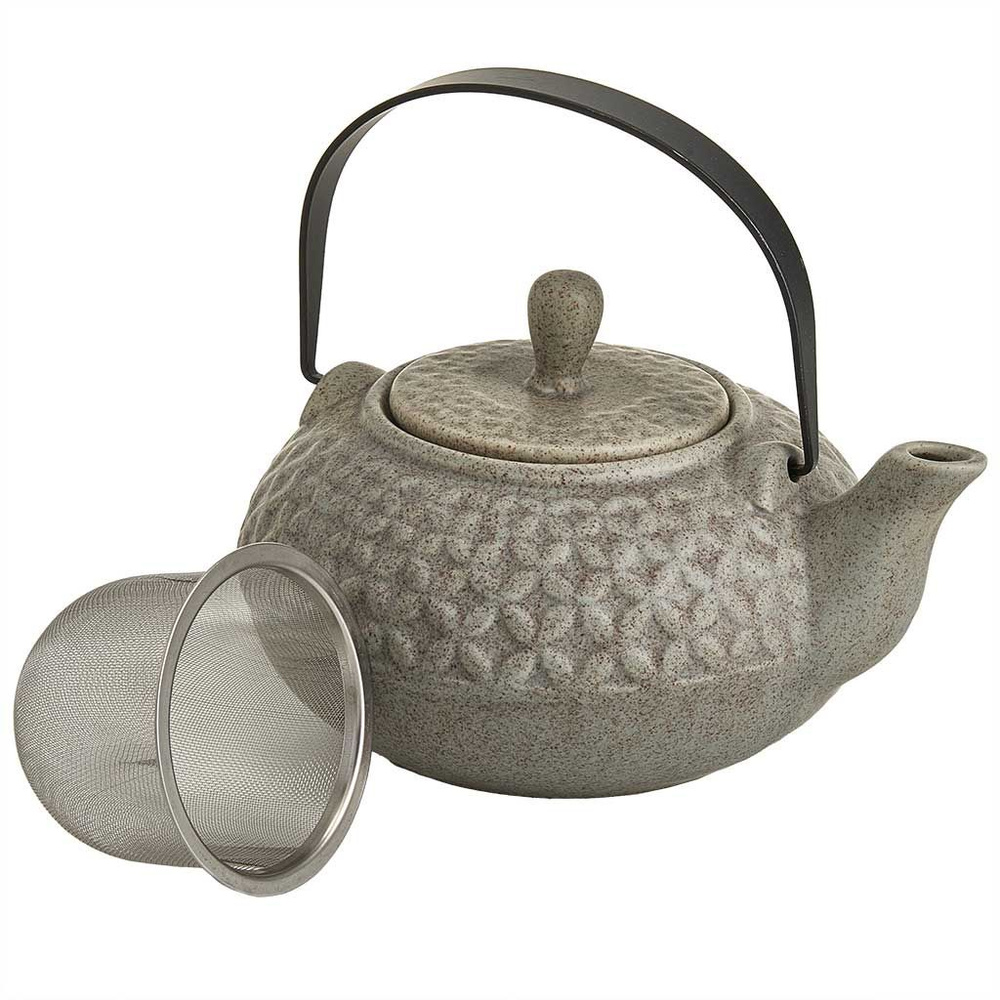 Чайник заварочный с ситечком керамический объем 800 мл. серый  #1