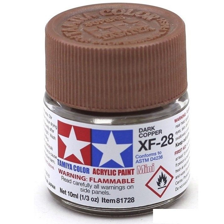 Краска акриловая XF-28 Dark Copper metallic, acrylic paint mini 10 ml. (Тёмная медь металлик) Tamiya #1