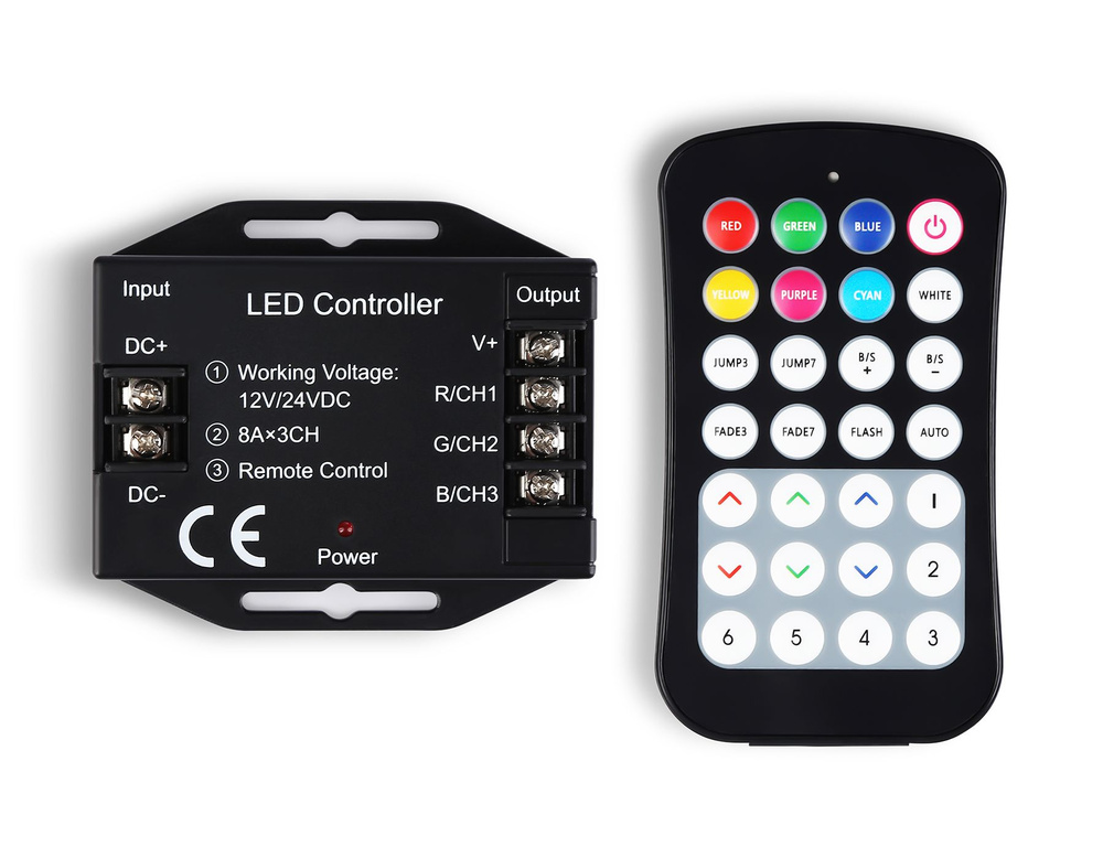 Контроллер для светодиодных лент RGB с радио пультом 2.4G 24A 12V 288W/ 24V 576W  #1