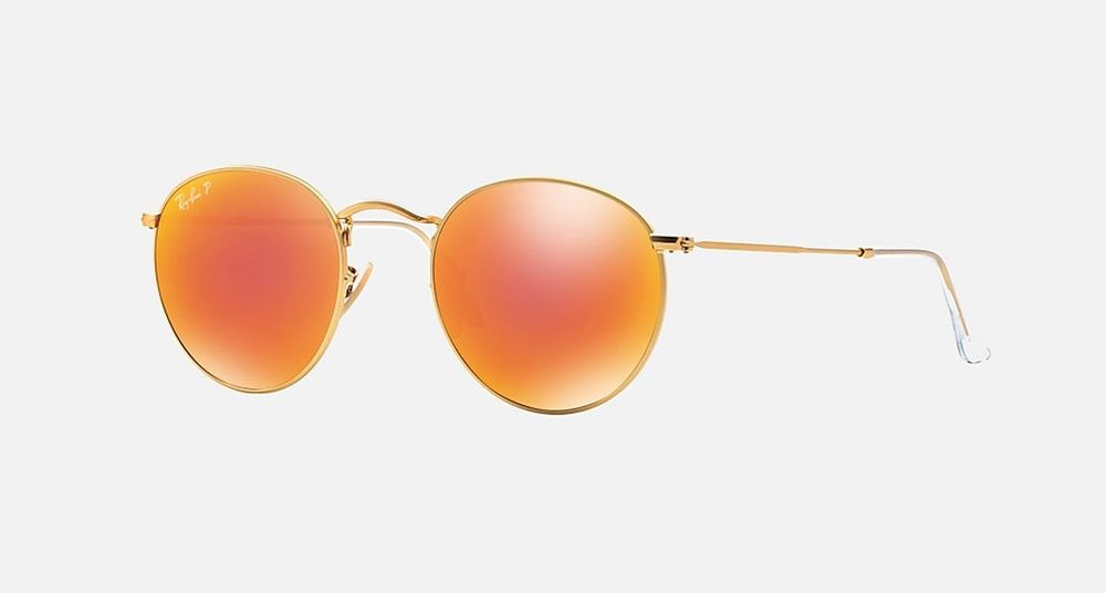 Солнцезащитные очки унисекс, круглые RAY-BAN с чехлом, линзы оранжевые RB3447-112/4D/50-21  #1