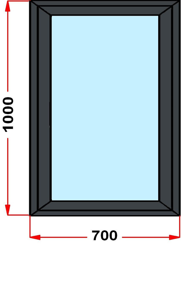 Окно+москитка из профиля Grunder 60 мм (1000 x 700), с поворотно-откидной створкой, стеклопакет 3 стекла, #1