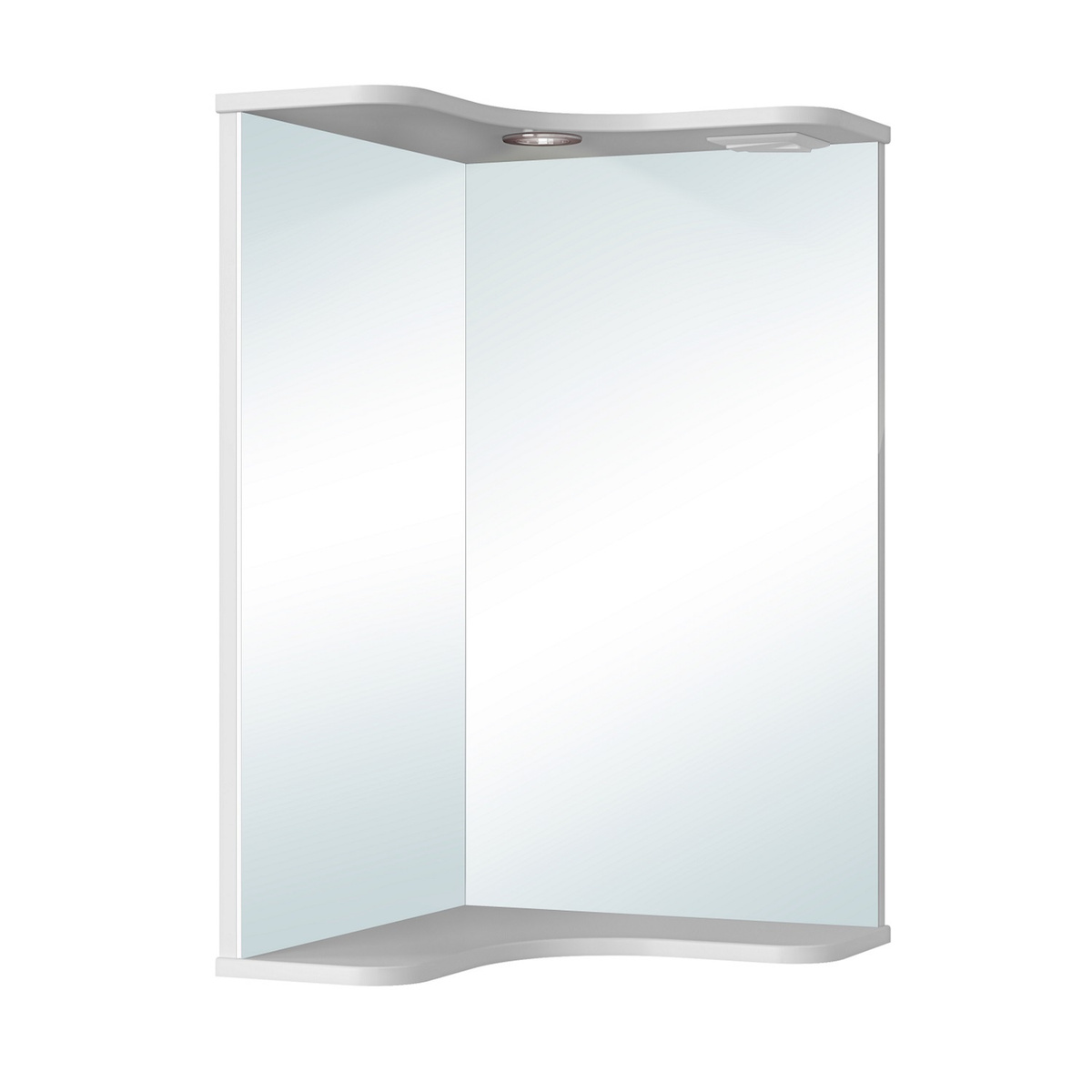 Зеркало для ванной / с подсветкой / Runo / Классик 65 / угловое / полка для ваннойТекст при отключенной в браузере загрузке изображений
