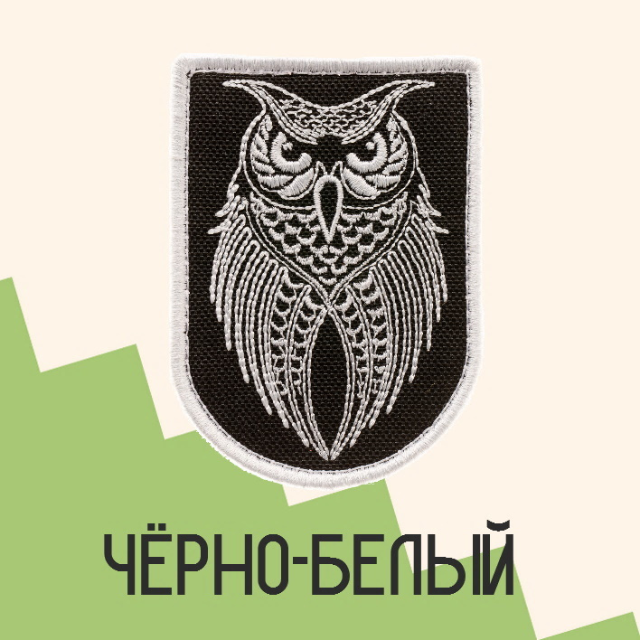 Нашивка на одежду патч прикольные шевроны на липучке Сова (Белый) 5,5х7,7 см