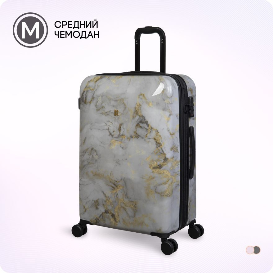 Чемодан на колесах среднего размера М (107 л) из коллекции Sheen Gold Marble британского бренда itluggage