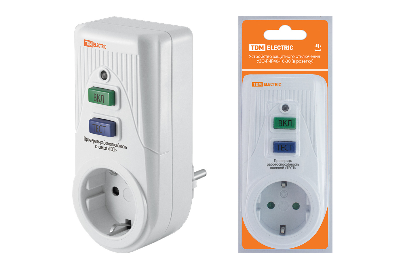 УстройствозащитногоотключенияУЗО-Р-IP40-16-30(врозетку)16А30мАIP40TDM
