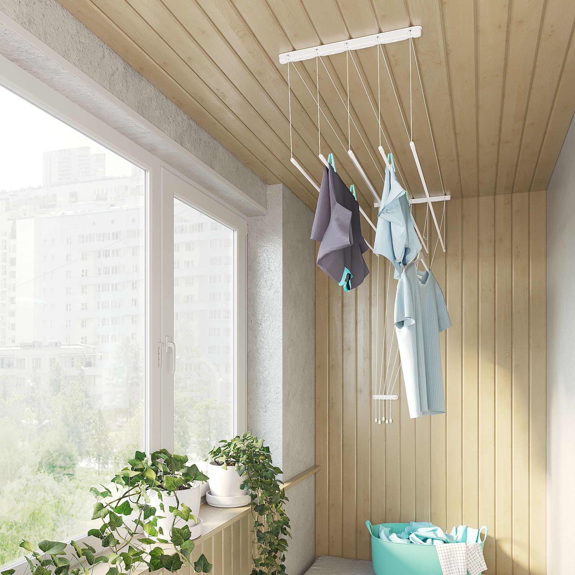 подвесная вешалка для одежды на потолок