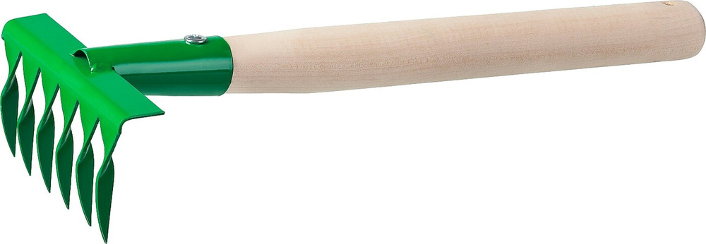 Грабельки садовые с деревянной ручкой, РОСТОК 39611, 6 витых зубцов, 120x62x405 мм  #1