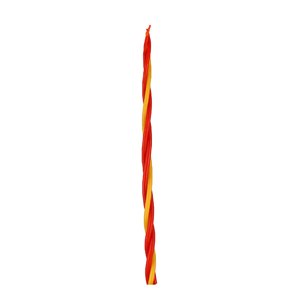 Свеча ритуальная Приток энергии 21 см 3 свечи скрутка красные с желтым "Перо Павлина"  #1