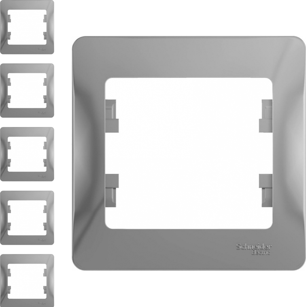 Рамка Schneider Electric Glossa одноместная горизонтальная алюминий (комплект из 5 шт.)  #1