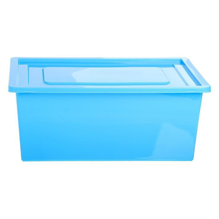 Ящик для хранения ZABIAKA универсальный, с крышкой, объем 30 л, цвет голубой  #1