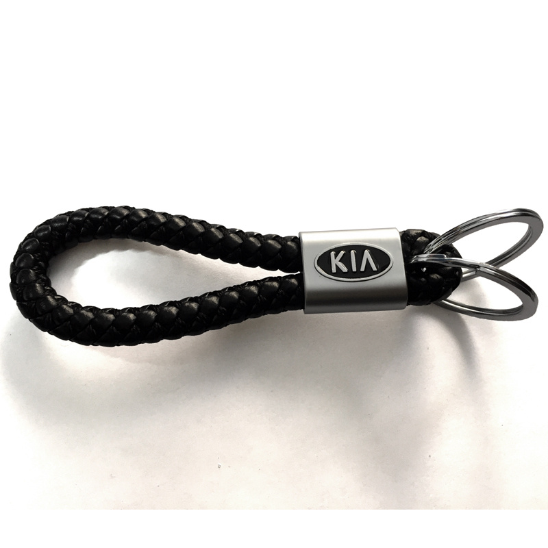 Брелок для ключей "KIA" КИА из плетёной кожи 2 кольца #1