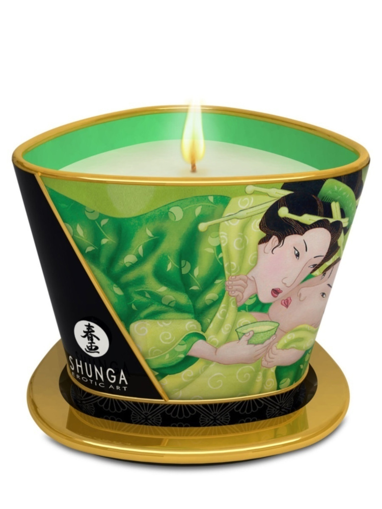 Массажное масло для тела. Массажное масло-свеча Exotic Green Tea с ароматом зелёного чая - 170 мл. Shunga #1