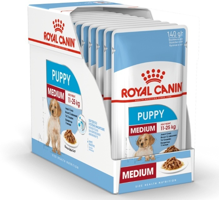 Влажный корм для щенков средних пород от 2 до 10 месяцев Royal Canin Medium Puppy, кусочки в соусе с #1