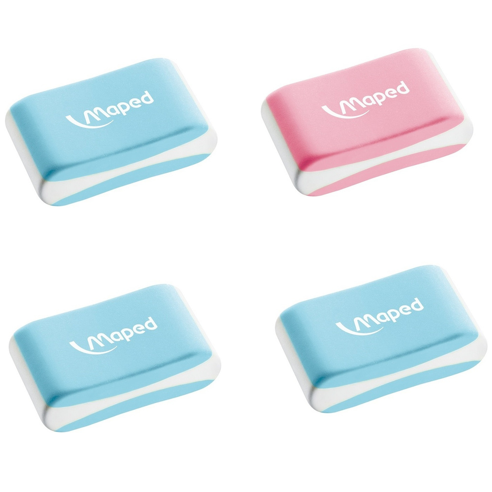 Ластик цветной Maped Essentials Soft, голубой, розовый, в упаковке 4 шт, артикул А26964  #1