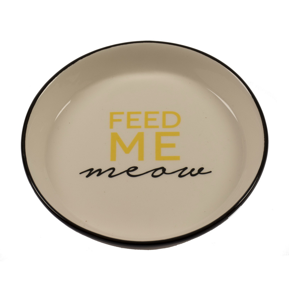 Миска для животных керамическая DUVO+ "Feed Me Meow", чёрно-белая, 13.8см/180мл (Бельгия)  #1