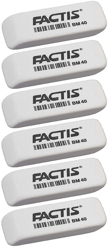 Ластик FACTIS BM 40, 52х20х7мм, белый, прямоугольный, синтетический каучук, CNFBM40 , 6 шт  #1