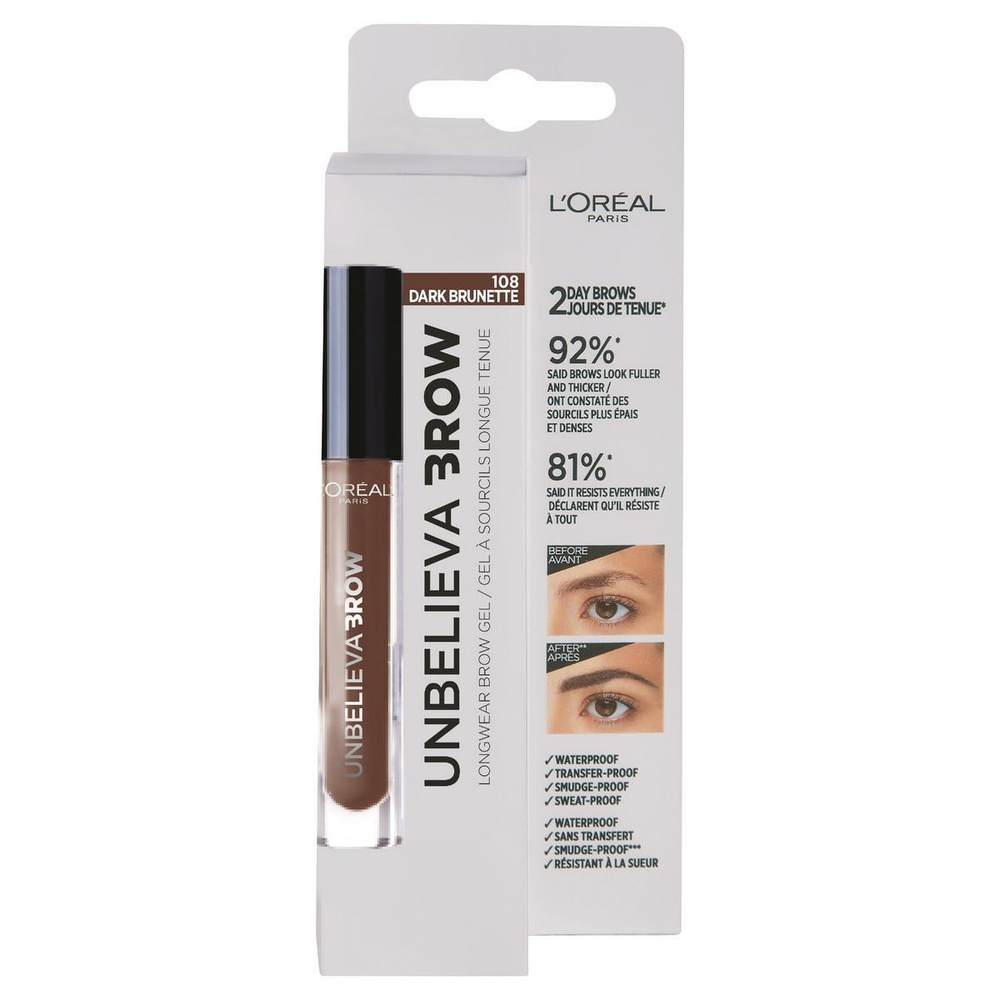 Тинт для бровей L'Oreal Paris Unbelieva Brow, водостойкий, оттенок 108, Темный брюнет  #1