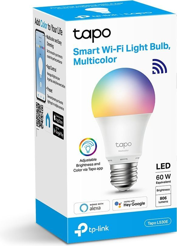 TP-Link Умная лампочка Tapo L530E, RGB свет, E27, 8.7 Вт, Светодиодная, 1 шт.  #1