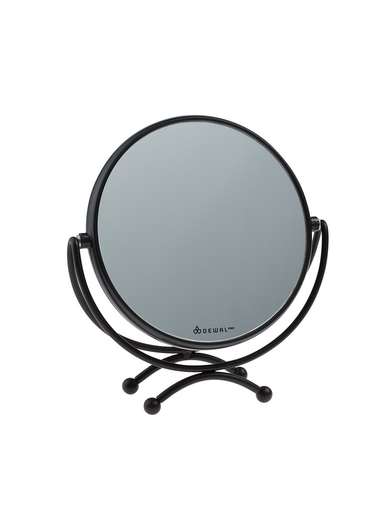 DEWAL Зеркало косметическое настольное двухстороннее с увеличинением MR-320black, в черной оправе, пластик/металл, #1