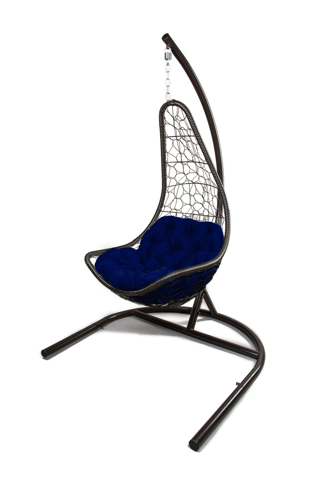 Подвесное садовое кресло Сеута на стойке, KALYMERA, плетеный ротанг, мягкое сиденье, одноместное, синий #1