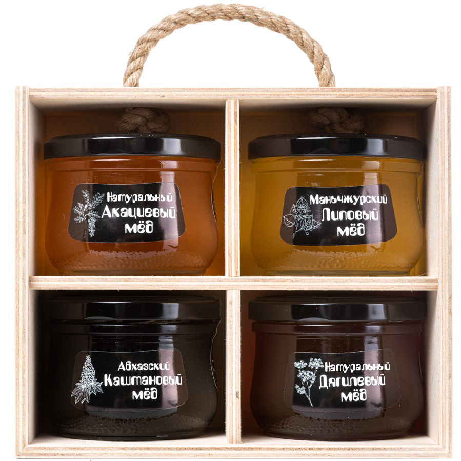 Подарочный набор меда "Altai PREMIUM" мед акациевый, липовый, каштановый дягилевый натуральный продукт #1