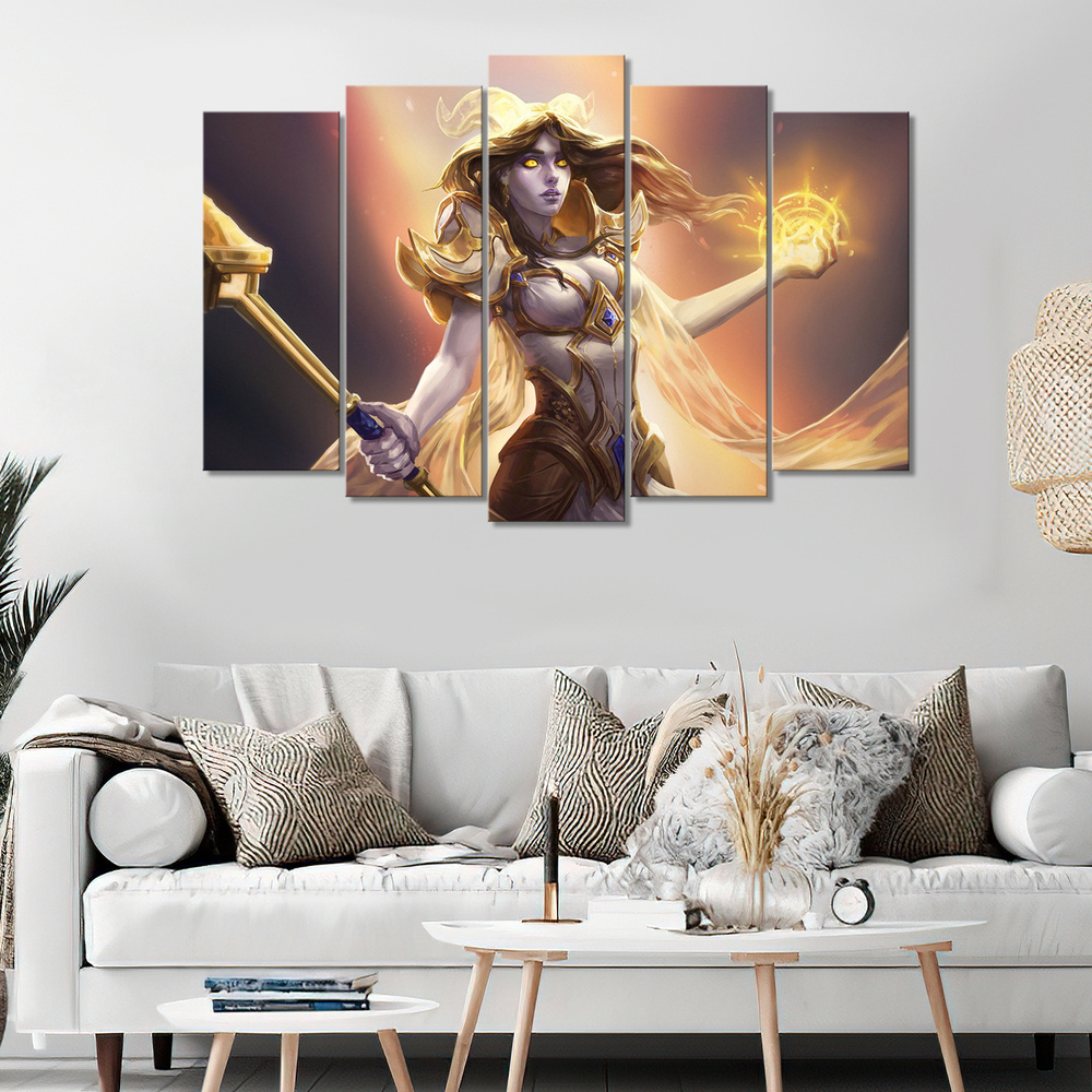 Модульная картина на холсте - Lightforged draenei Warcraft World - Озарённая дренейка Мир Варкрафта 150х100 #1