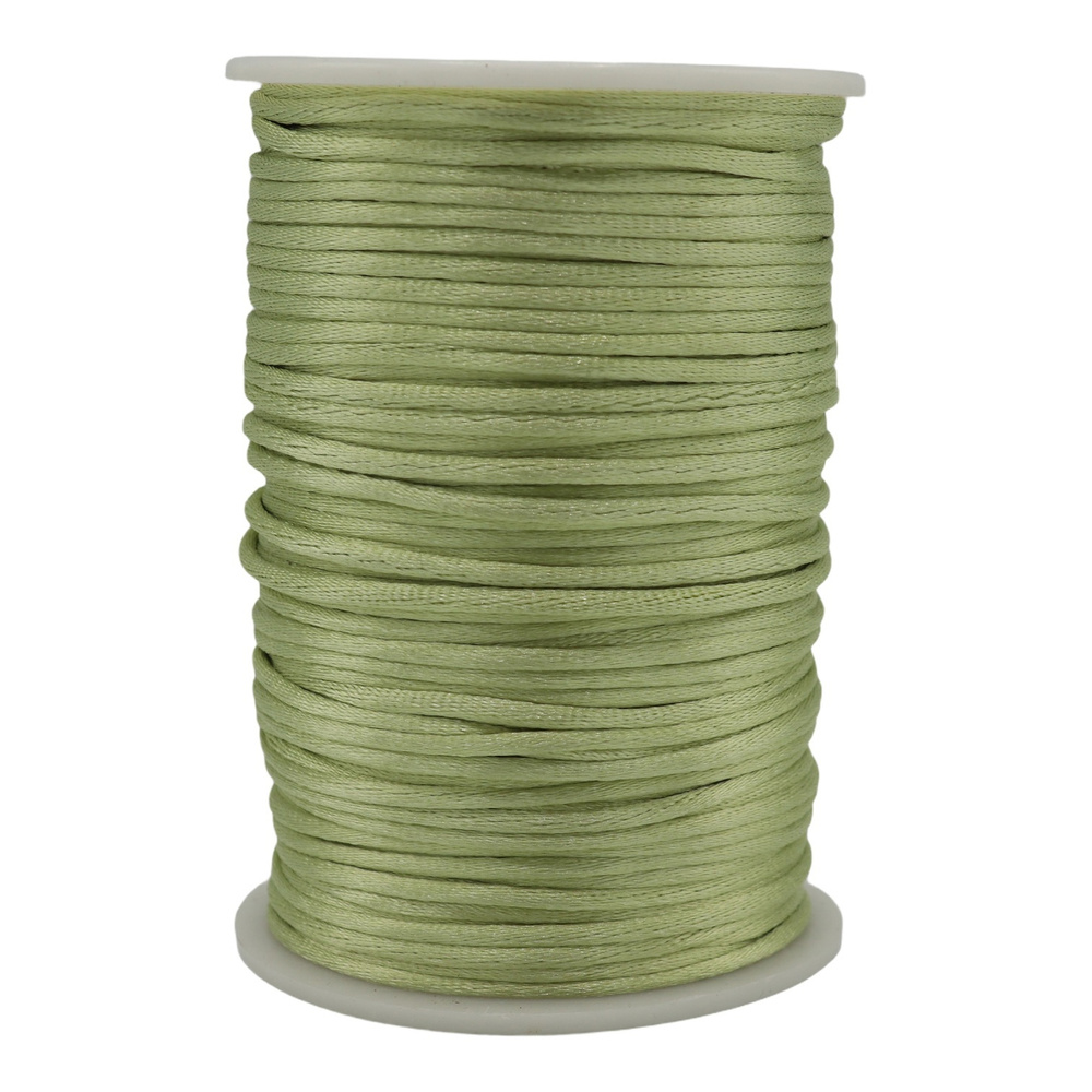 Шнур атласный 2 мм х 90 м цвет: светло-зеленый для воздушных петель  #1