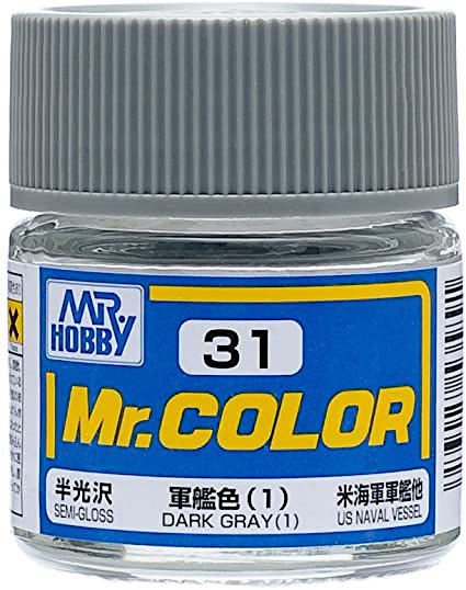 Mr.Color Краска эмалевая цвет Dark Gray 1 (US Naval Vessel), Темно-серый полуматовый,10мл  #1