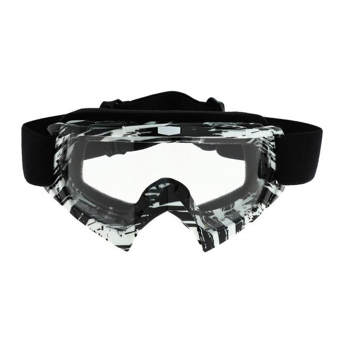 Очки-маска для езды на мототехнике, стекло прозрачное, цвет белый-черный, ОМ-20  #1