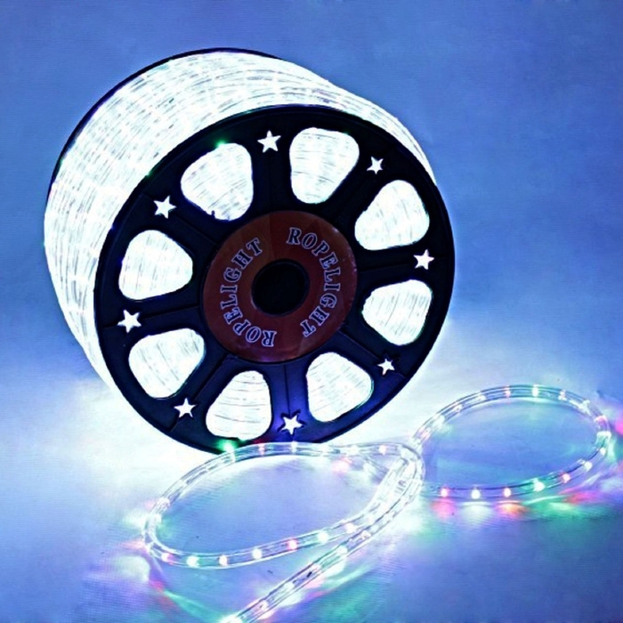 LED шнур 13 мм, круглый, 100 м, фиксинг, 2W-LED/м-36-220V. в компл. набор д/подкл, МУЛЬТИ 461030 / Гирлянда #1