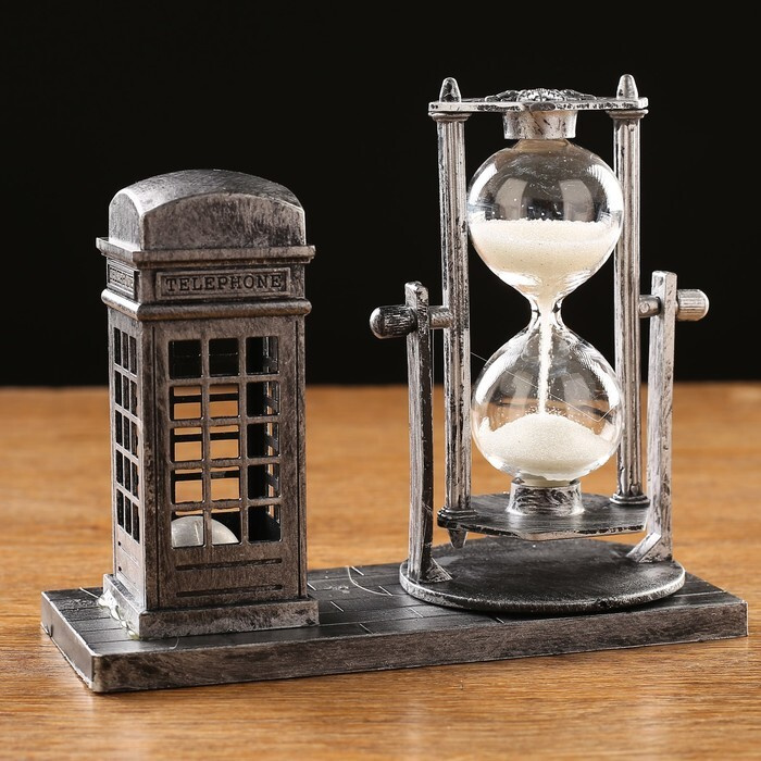 Песочные часы Красная будка, сувенирные, с подсветкой, 15.5х6.5х12.5 см  #1