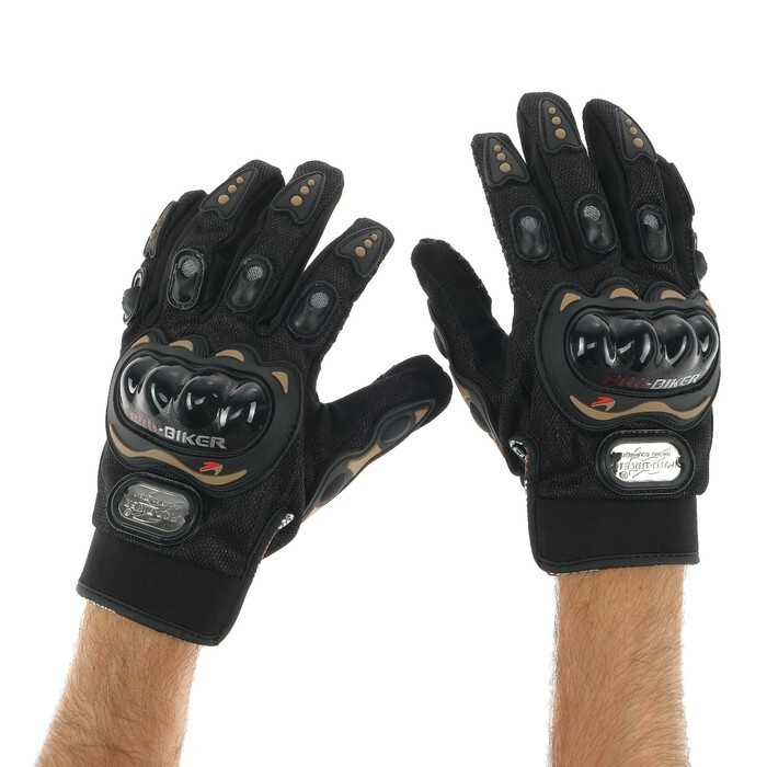 Перчатки для езды на мототехнике, с защитными вставками, пара, размер XXL, черные  #1