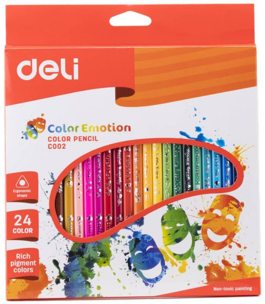 Карандаши цветные Deli Color Emotion EC00220 трехгранные липа 24цв. коробка/европод.  #1