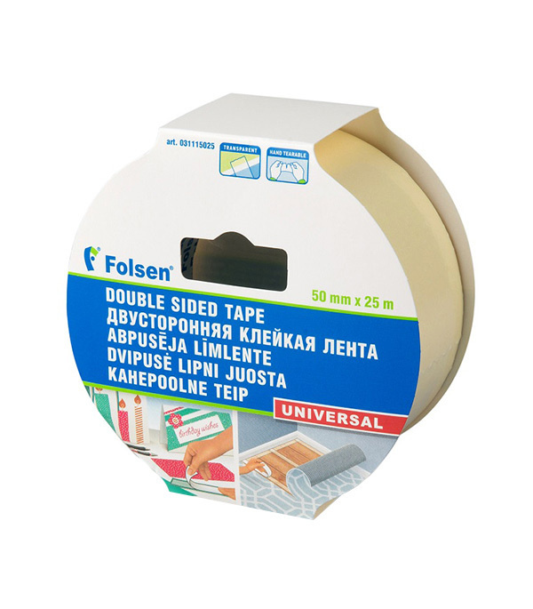 Лента клейкая монтажная Folsen двусторонняя 50 мм 25 м - купить с ...