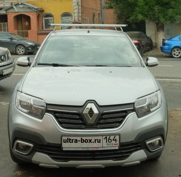 Багажник с опорами 2мм сталь для Renault LOGAN, Sandero дуга аэродинамическая/эконом 50мм / silver опоры #1