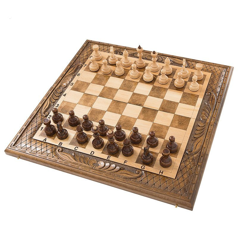 Шахматы + нарды резные 50, am453 подарочные средние деревянные из бука резаные 50х50 армянские 3 в 1 #1