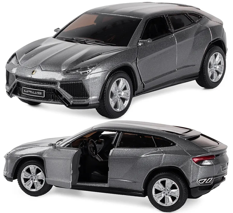 Машинка металлическая Kinsmart 1:38 Lamborghini Urus 5368DKT инерционная, двери открываются / Серебристый #1