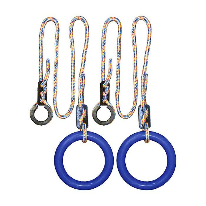 Кольца гимнастические детские спортивные для турника круглые (комплект: 2 кольца, шнур, крепление) Синие #1