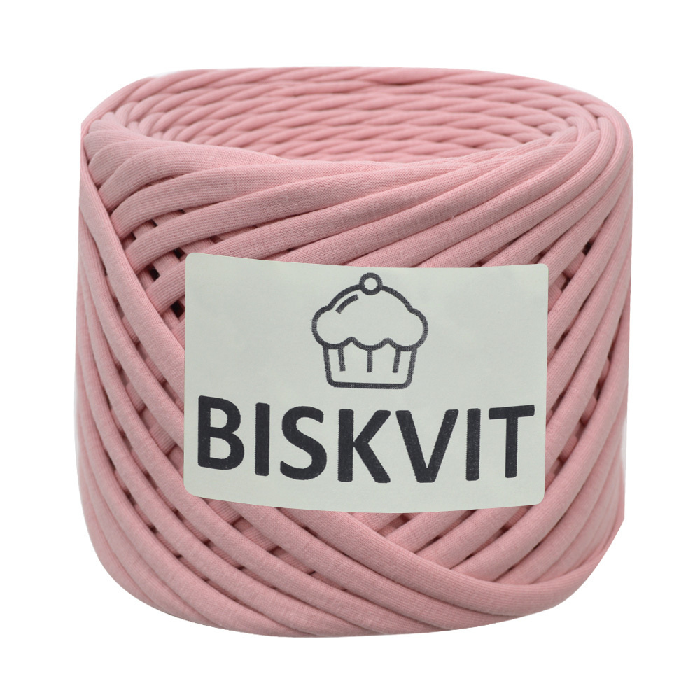 Трикотажная пряжа Biskvit (Бисквит), 100 м, лицевая, 7 мм, цвет Малиновый йогурт  #1