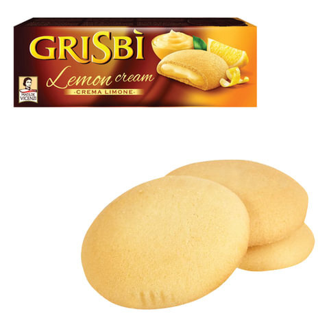 Печенье GRISBI (Гризби) "Lemon cream", с начинкой из лимонного крема, 150 г  #1