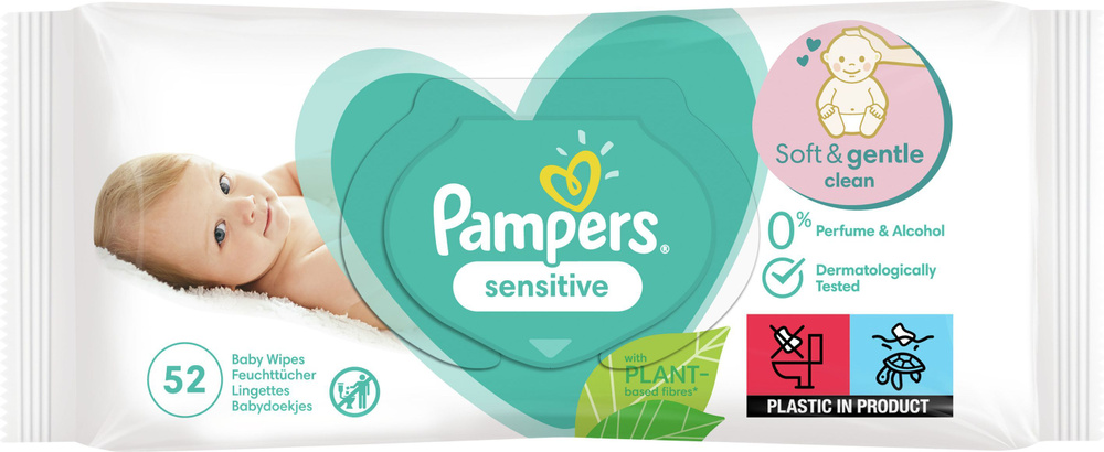 Влажные салфетки для малышей Pampers Sensitive, 52 шт
 #1