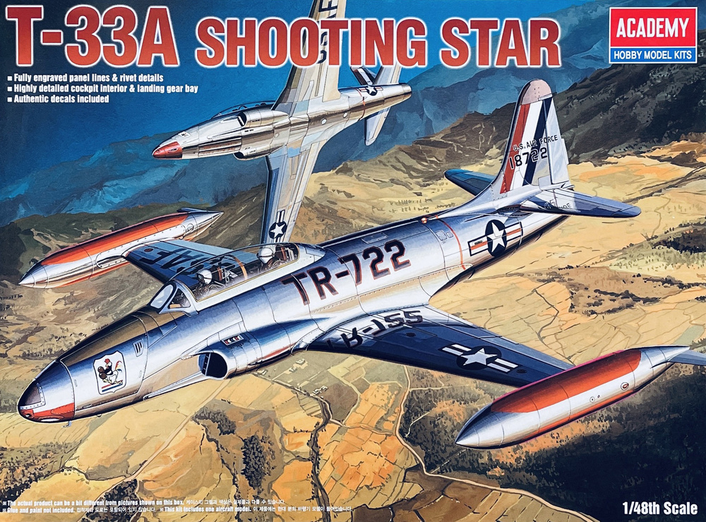 Academy Т-33А Shooting Star, Американский учебно-тренировочный самолёт, 1/48, Сборная модель  #1