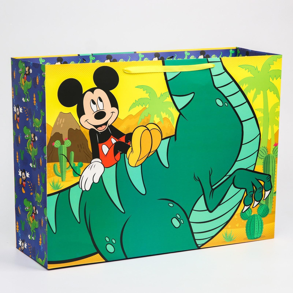 Пакет подарочный Disney Микки Маус "Дино", ламинированный, размер 61х46х20 см, детский, большой  #1