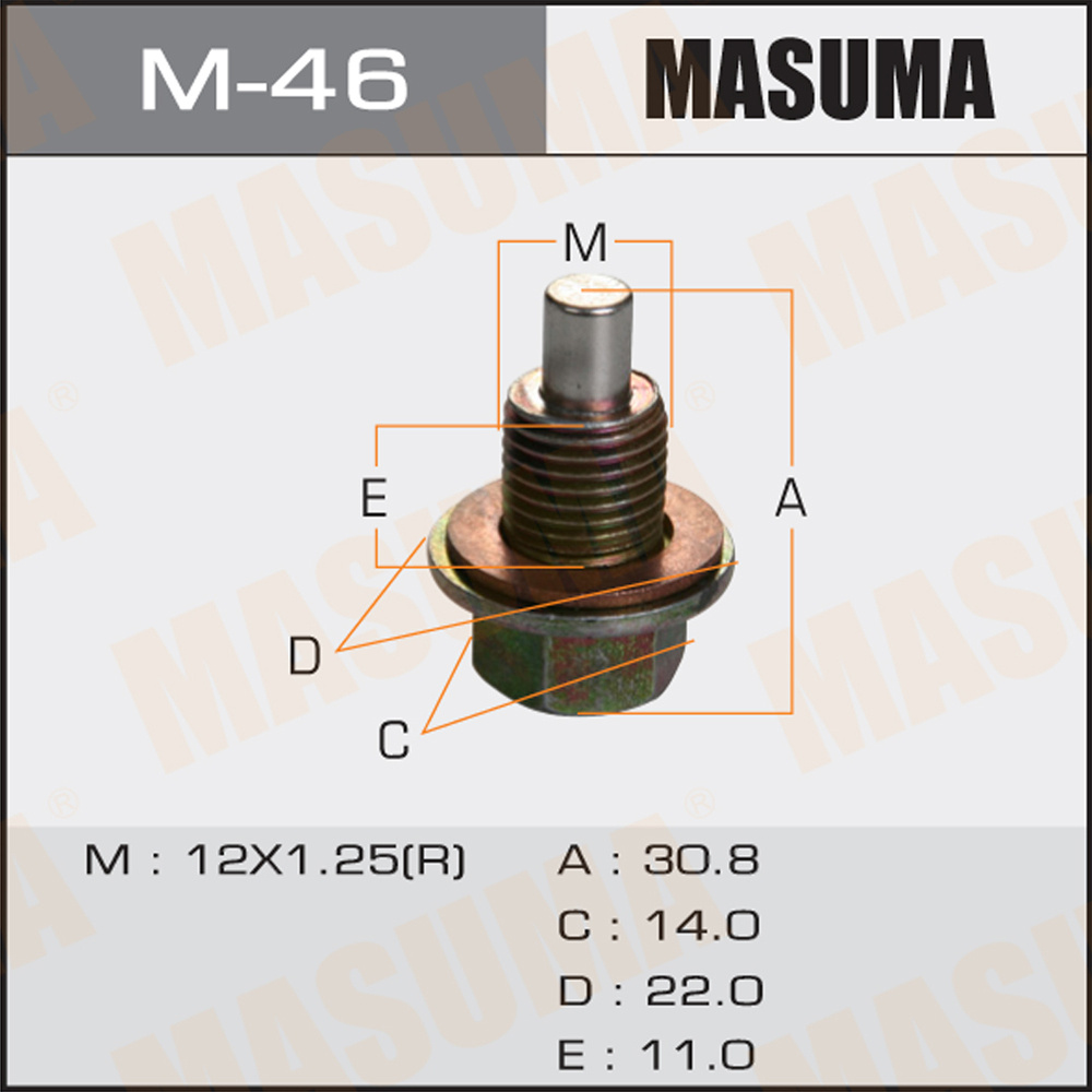 Болт слива масла M12 x 1.25 Nissan; Infiniti с магнитом MASUMA #1