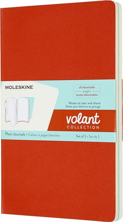 Блокнот без разметки Moleskine Volant, В6, 48 л, 2 шт, оранжевый, голубой  #1