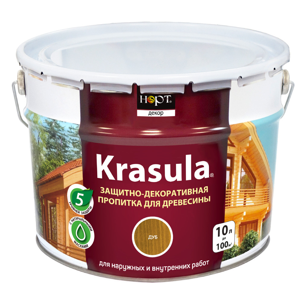 Тонирующая пропитка для дерева Krasula /Дуб/10л/ защитно-декоративный ...