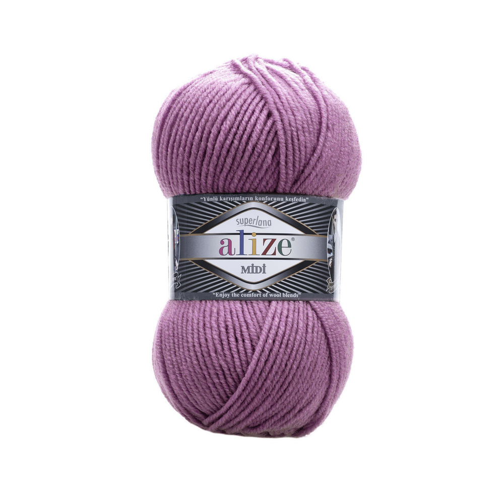 Пряжа для вязания ALIZE SUPERLANA MIDI, цвет: 440 (темная роза); 1 моток, состав: 25% шерсть, 75% акрил, #1