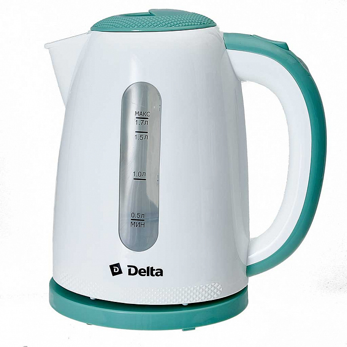Чайник электрический, DELTA DL-1106, белый с мятным, 2200 Вт, 1,7 л.  #1
